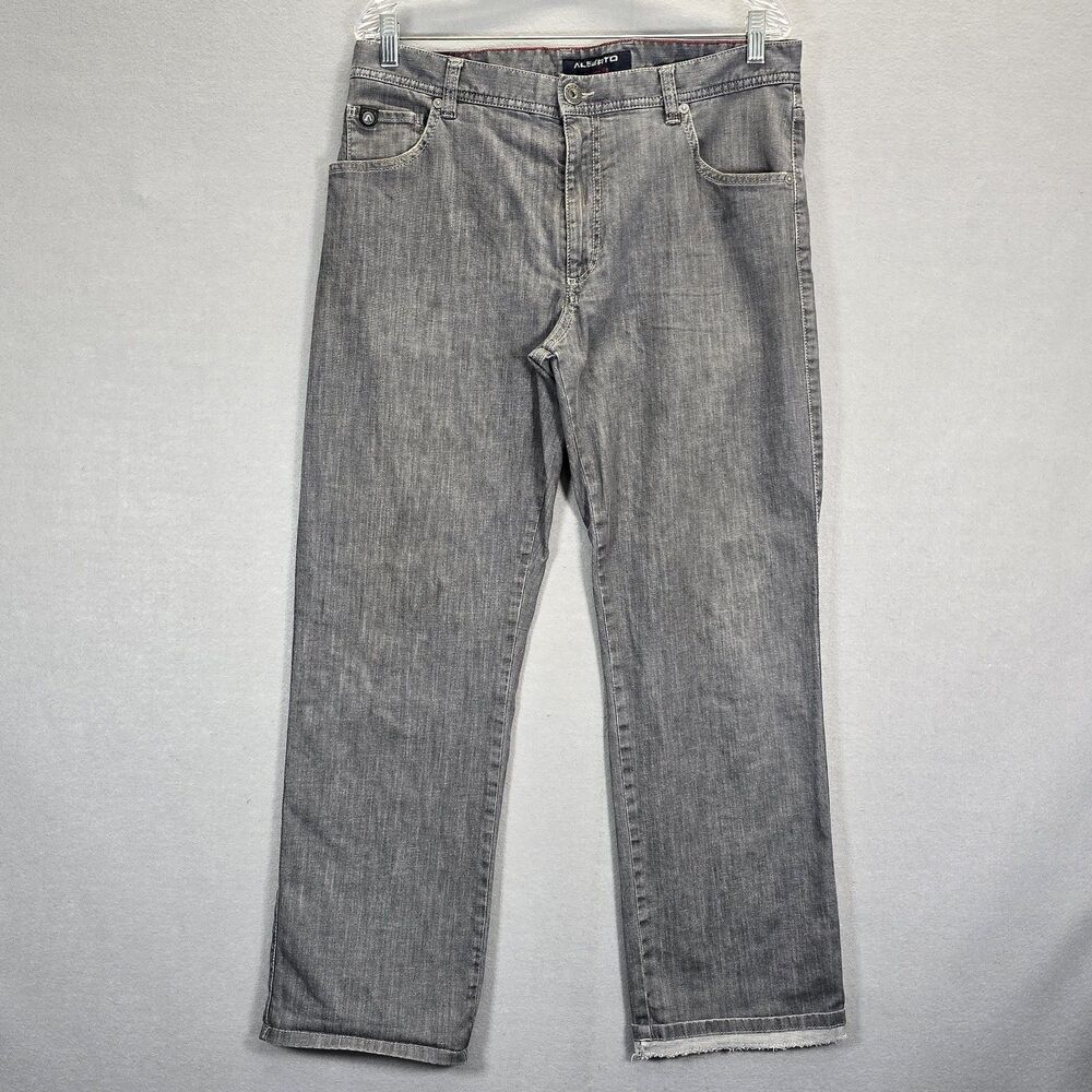 Alberto Stone Straight Modern Fit Denim Jeans Blue Mens Size 35x28 Actual Size